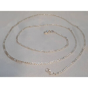 Sterling Silver 925 Plated 26 Inch Figaro Chain‎ Necklace New 1/16th+" Wide
